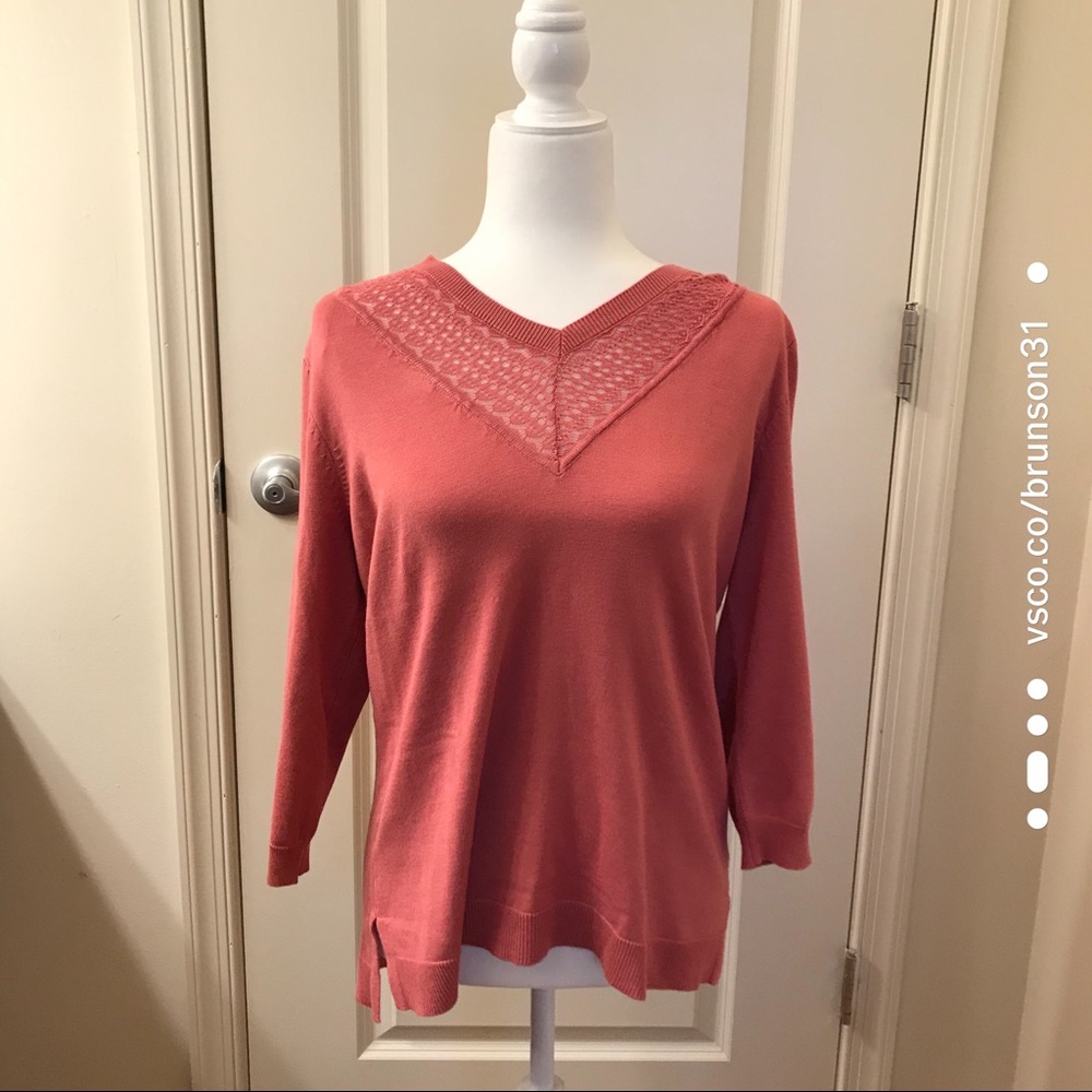 LETY & ME Loreina Crochet Neck Detail Pullover